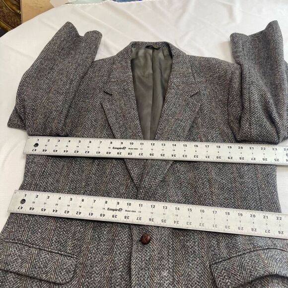 Harris Tweed VTG Grey Tweed 2 Button Blazer Size 42 - Picture 3 of 9
